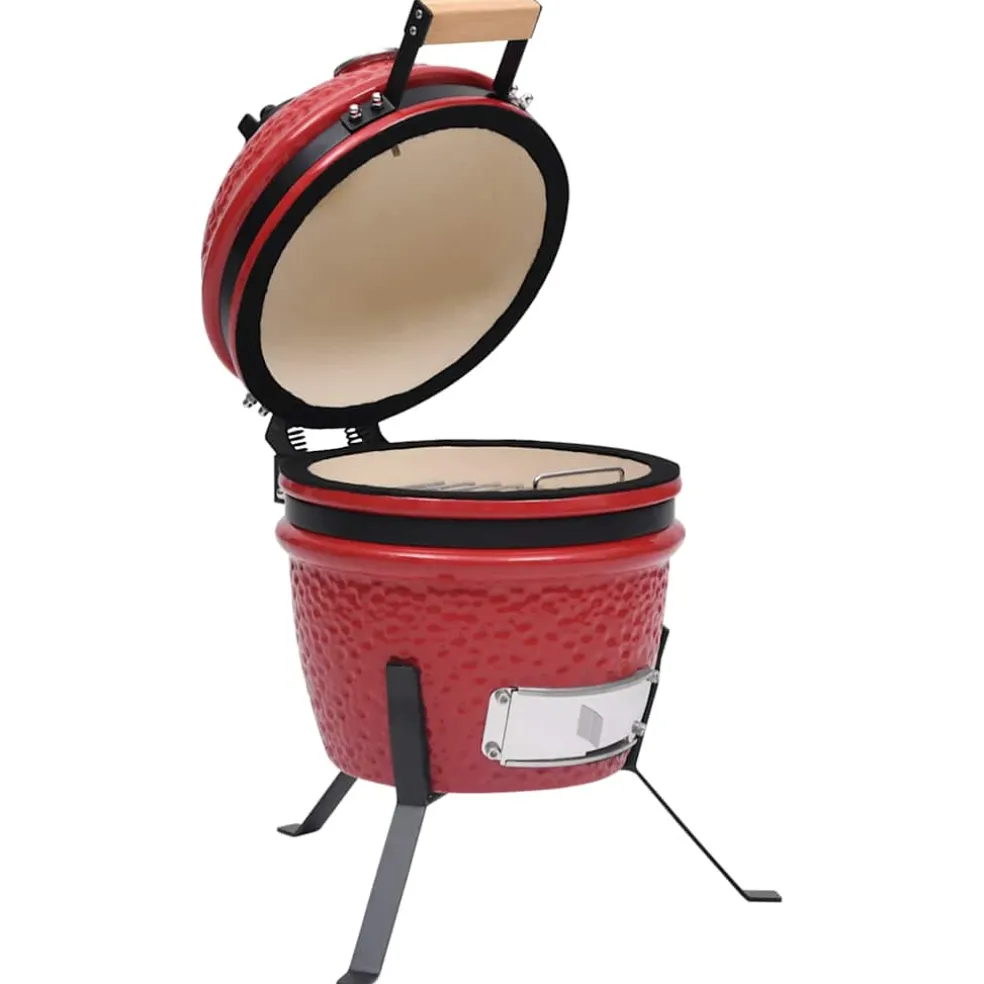 vidaXL Kamado barbecue 2-in-1 56 cm keramiek rood