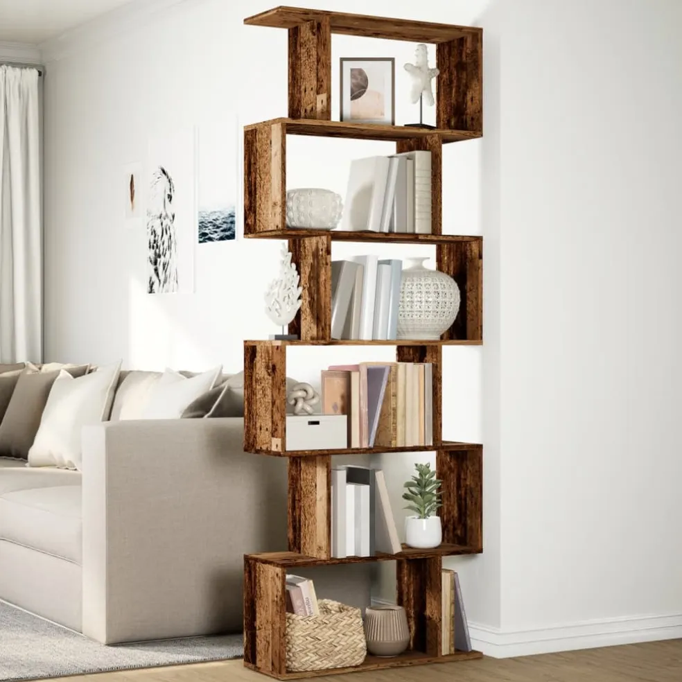 vidaXL Kamerscherm / boekenkast 6-laags 70x24x193 cm hout oud hout