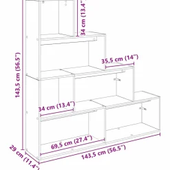 vidaXL Kamerscherm Boekenkast 143,5 x 29 x 143,5 cm Bewerkt hout
