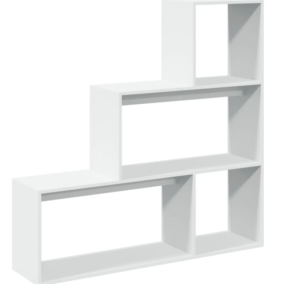 vidaXL Kamerscherm / boekenkast 3-laags 123x29x123 cm bewerkt hout wit