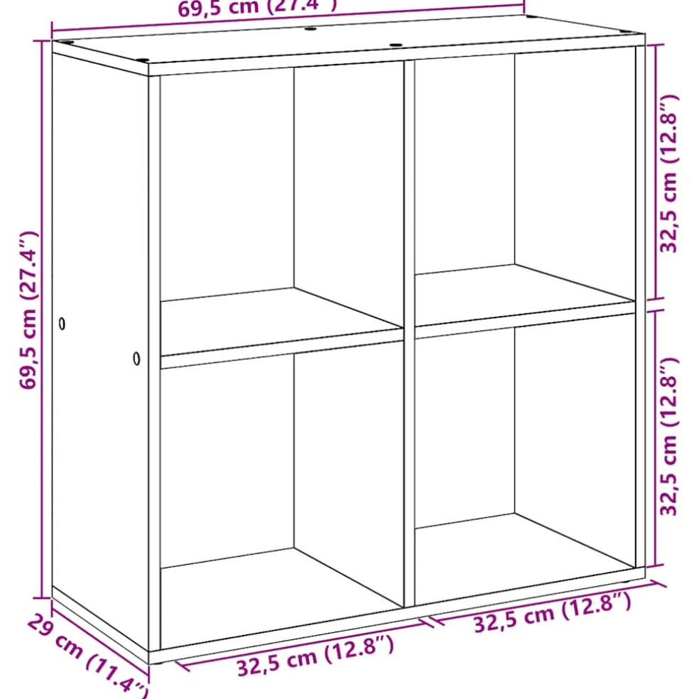vidaXL Kamerscherm / boekenkast 69,5x29x69,5 cm hout artisanaal eiken