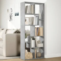 vidaXL Kamerscherm / boekenkast 67x25x161,5 cm bewerkt hout betongrijs