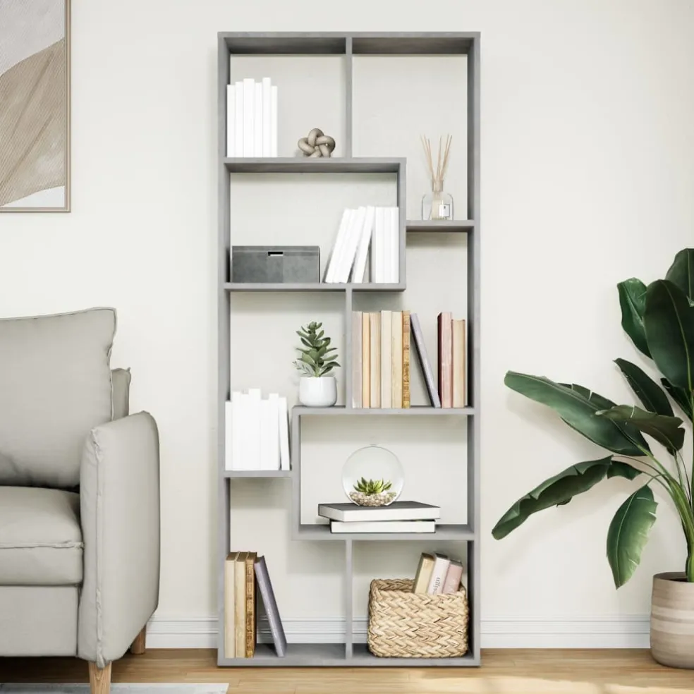 vidaXL Kamerscherm / boekenkast 67x25x161,5 cm bewerkt hout betongrijs