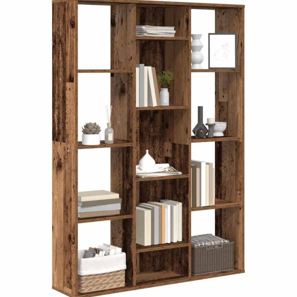 vidaXL Kamerscherm/boekenkast 100x24x140 cm bewerkt hout oud hout
