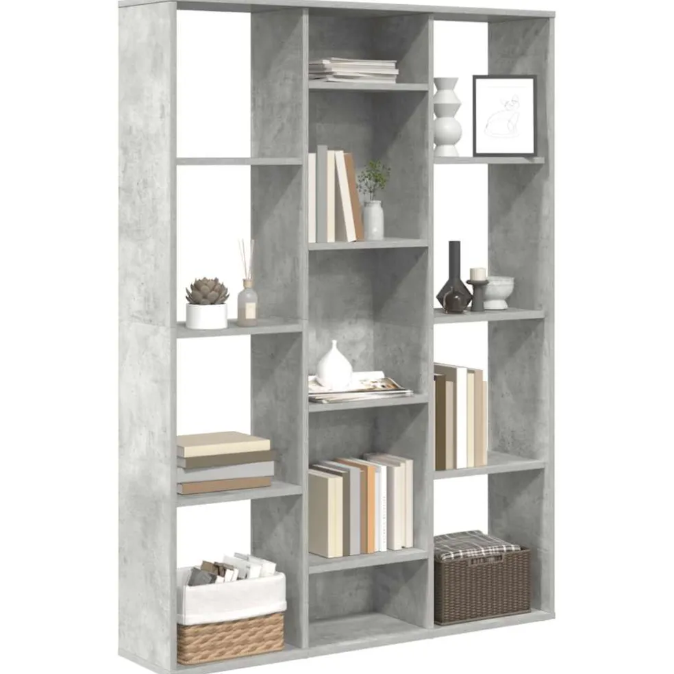 vidaXL Kamerscherm/boekenkast 100x24x140 cm bewerkt hout betongrijs