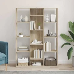vidaXL Kamerscherm/boekenkast 100x24x140 cm bewerkt hout eikenkleurig