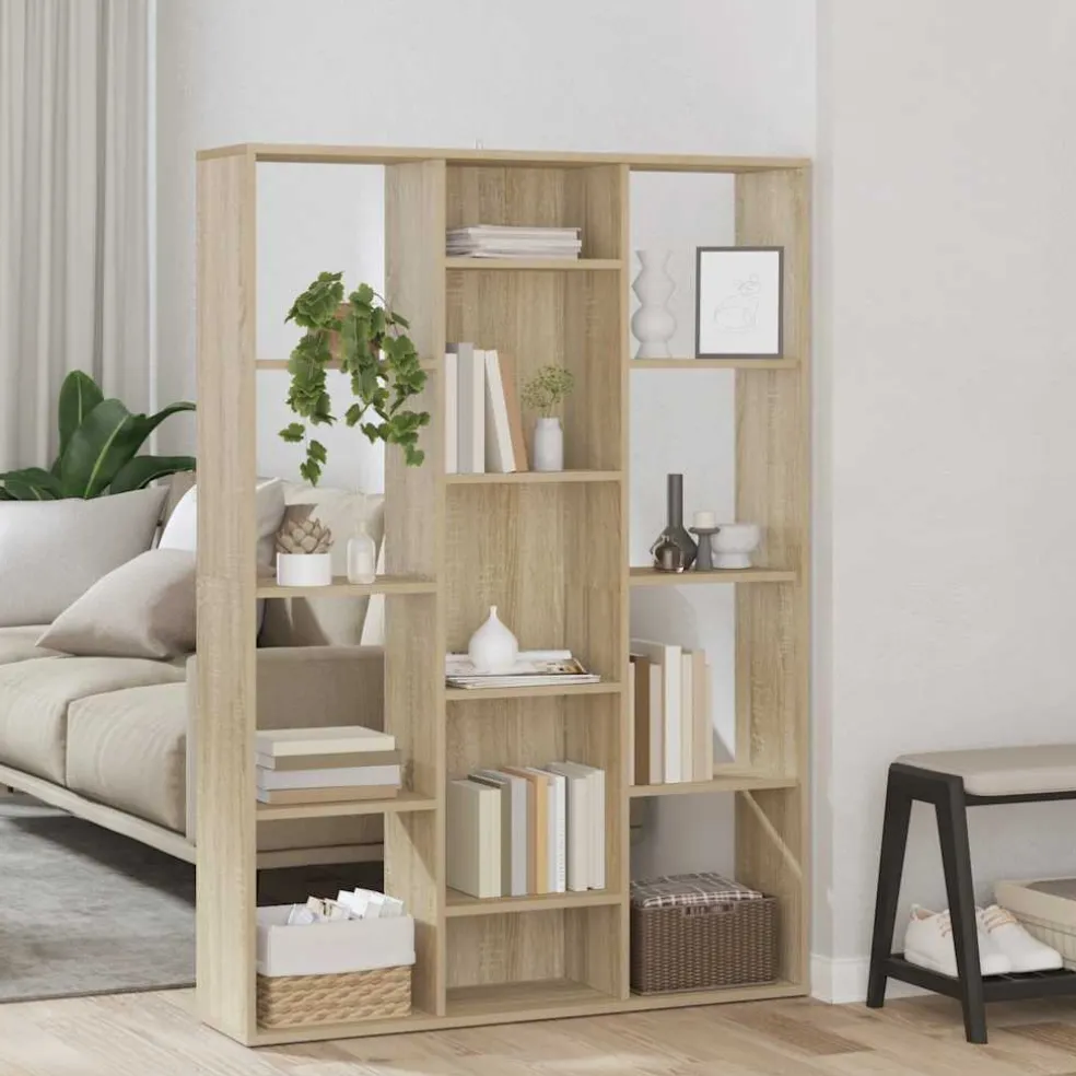 vidaXL Kamerscherm/boekenkast 100x24x140 cm bewerkt hout eikenkleurig