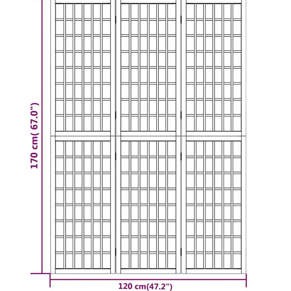vidaXL Kamerscherm inklapbaar 3 panelen Japanse stijl 120x170 cm wit