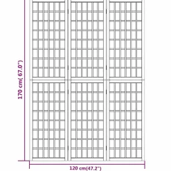 vidaXL Kamerscherm inklapbaar 3 panelen Japanse stijl 120x170 cm zwart
