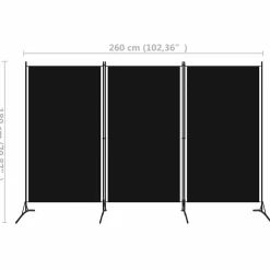 vidaXL Kamerscherm met 3 panelen 260x180 cm zwart