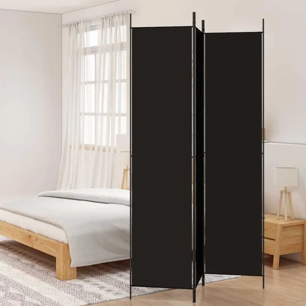 vidaXL Kamerscherm met 3 panelen 150x220 cm stof zwart