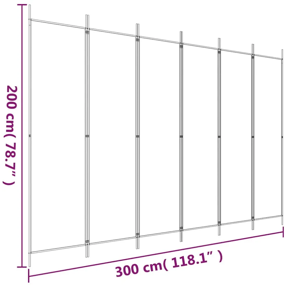 vidaXL Kamerscherm met 6 panelen 300x200 cm stof bruin
