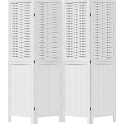 vidaXL Kamerscherm met 4 panelen massief paulowniahout wit