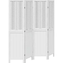 vidaXL Kamerscherm met 4 panelen massief paulowniahout wit