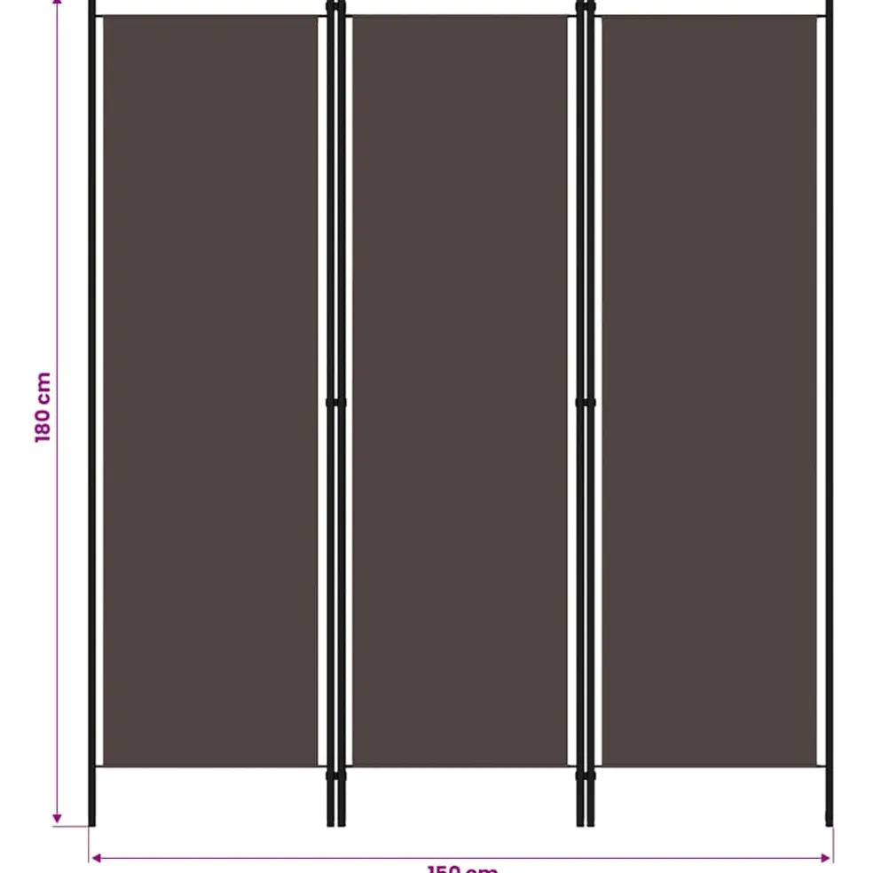 vidaXL Kamerscherm met 3 panelen 150x180 cm bruin