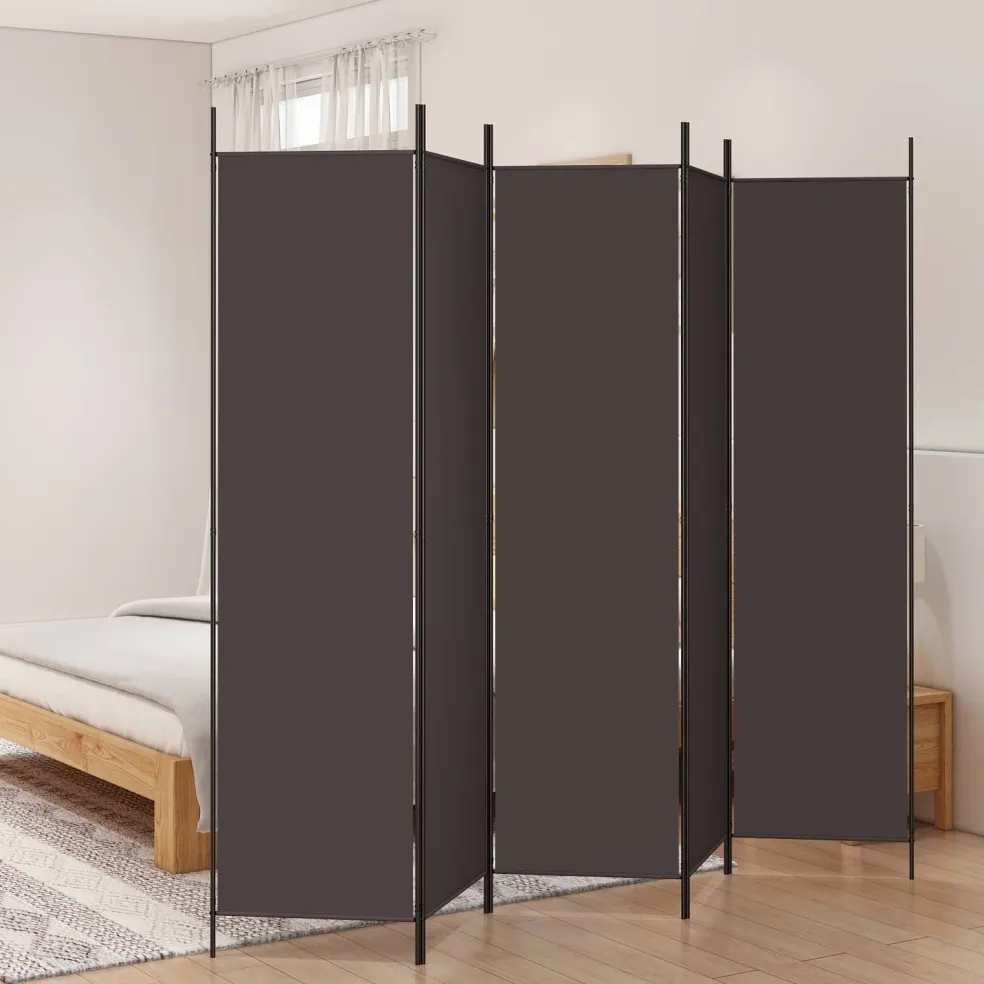 vidaXL Kamerscherm met 5 panelen 250x200 cm stof bruin