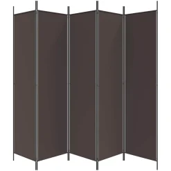 vidaXL Kamerscherm met 5 panelen 250x200 cm stof bruin
