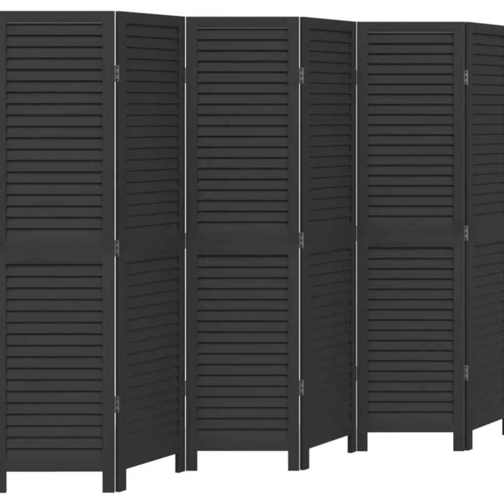 vidaXL Kamerscherm met 6 panelen massief paulowniahout zwart