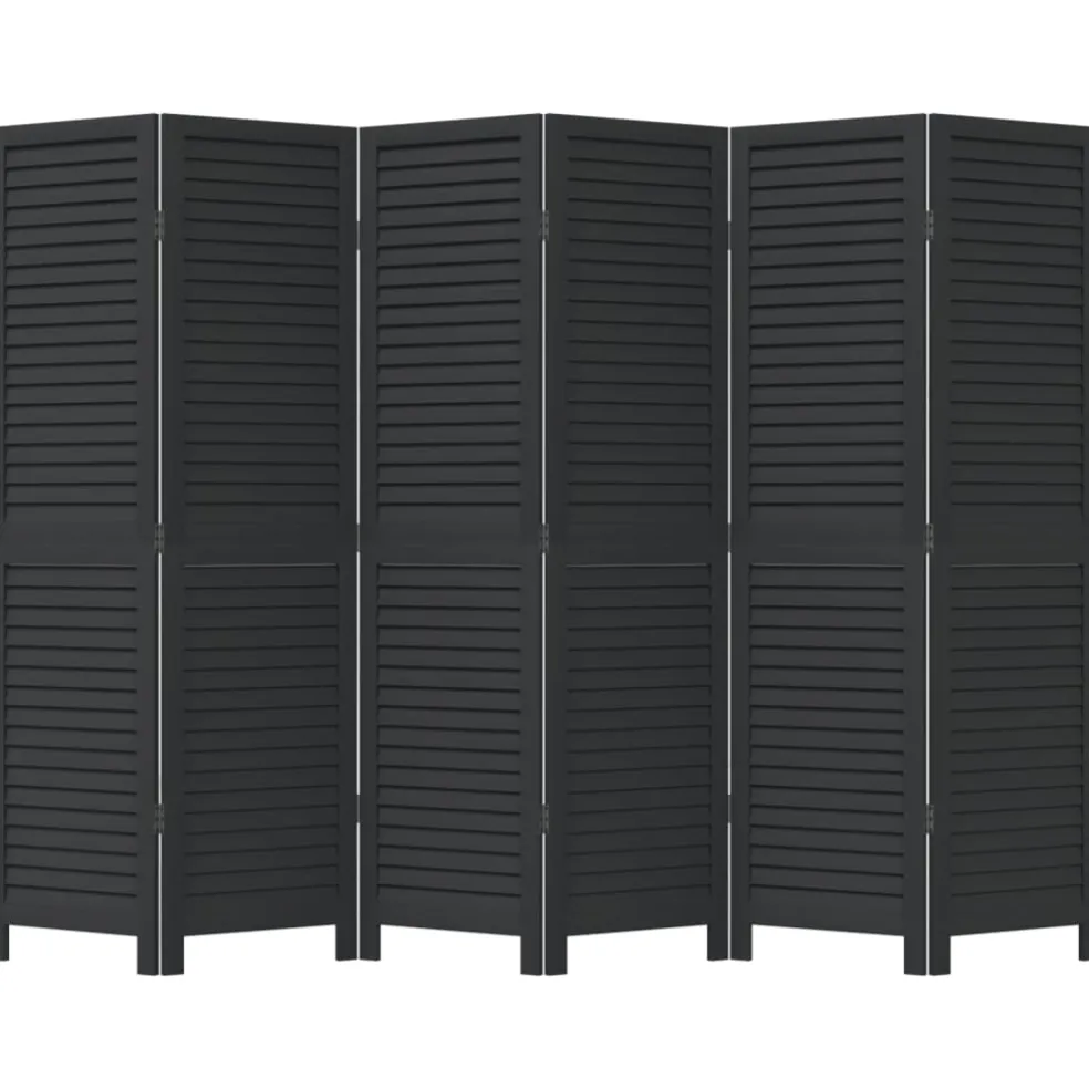 vidaXL Kamerscherm met 6 panelen massief paulowniahout zwart