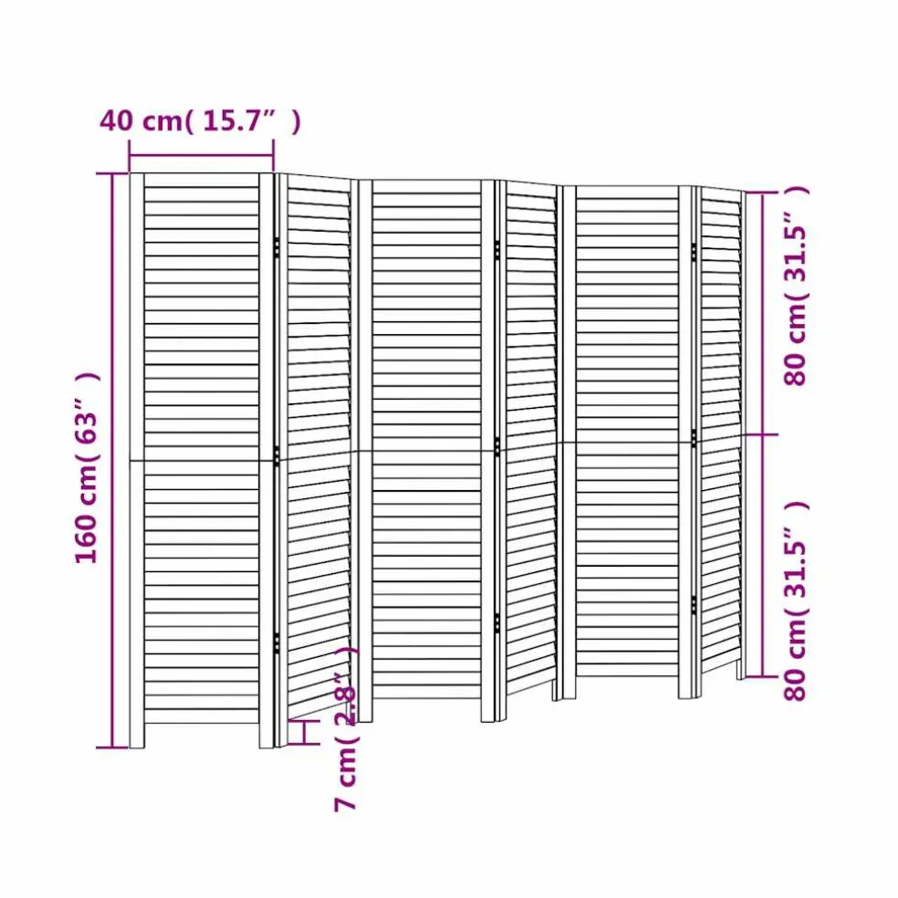vidaXL Kamerscherm met 6 panelen 210x165 cm massief paulowniahout