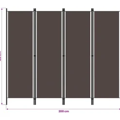 vidaXL Kamerscherm met 4 panelen 200x180 cm bruin