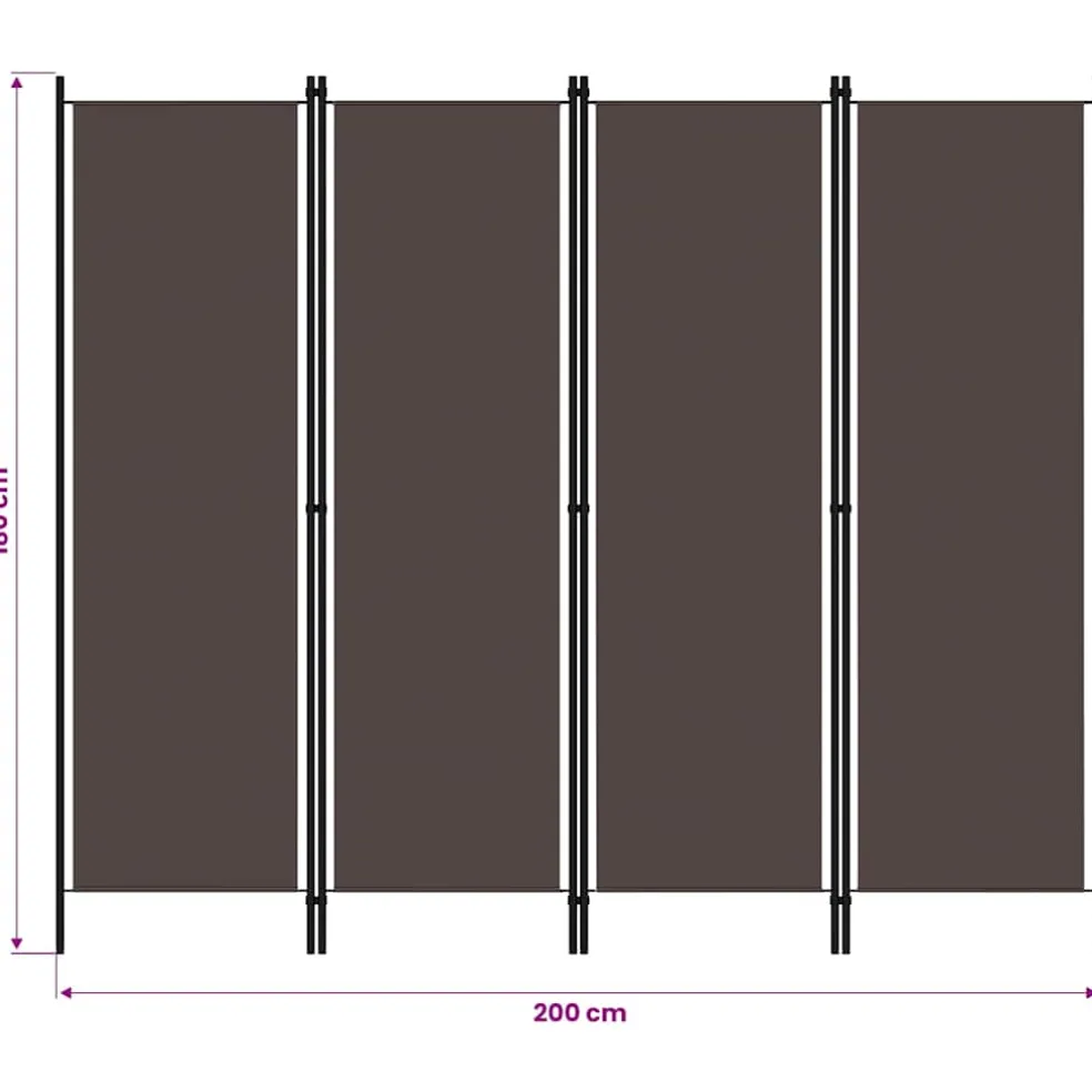 vidaXL Kamerscherm met 4 panelen 200x180 cm bruin