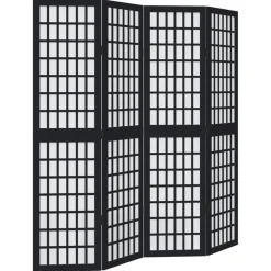 vidaXL Kamerscherm met 4 panelen massief paulowniahout zwart