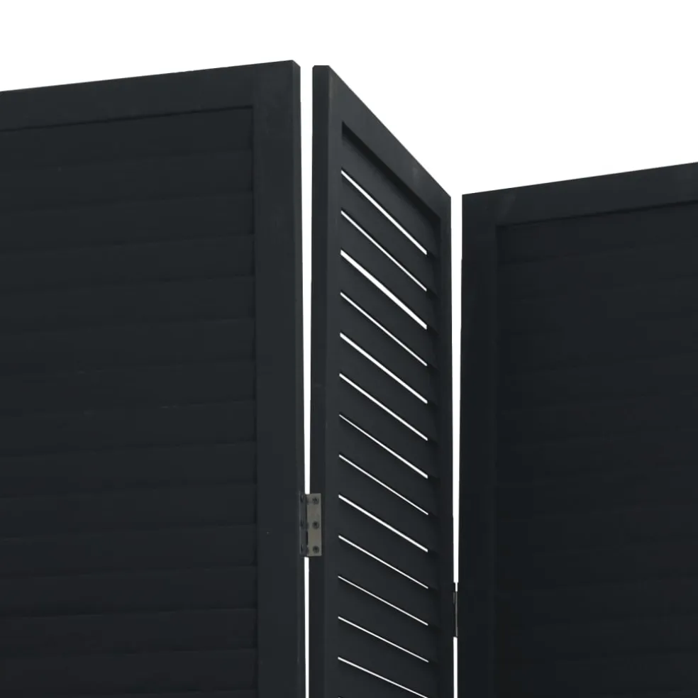 vidaXL Kamerscherm met 4 panelen massief paulowniahout zwart