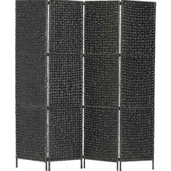 vidaXL Kamerscherm met 3 panelen massief paulowniahout zwart