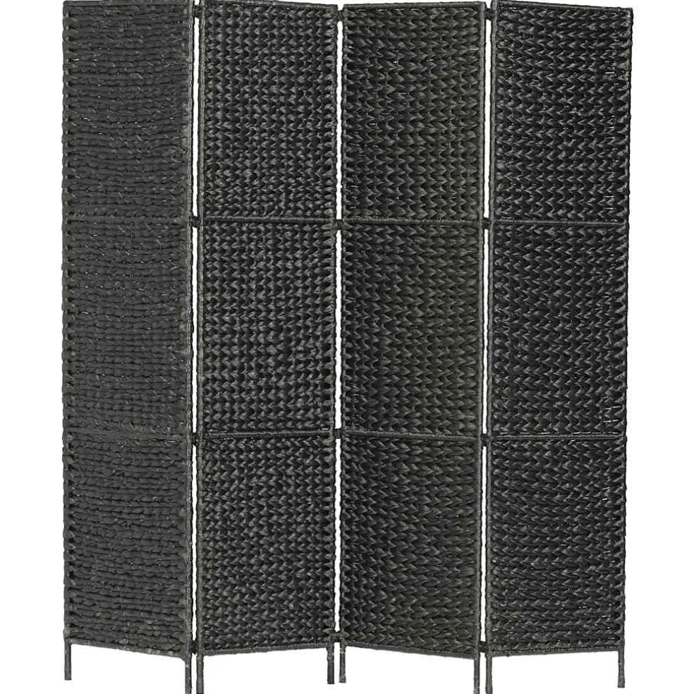 vidaXL Kamerscherm met 3 panelen massief paulowniahout zwart