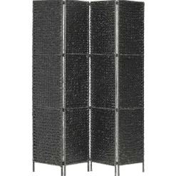 vidaXL Kamerscherm met 3 panelen massief paulowniahout zwart