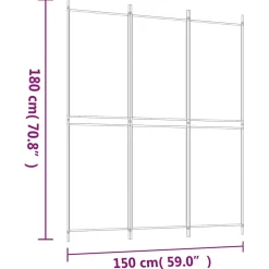 vidaXL Kamerscherm met 3 panelen 150x180 cm stof wit