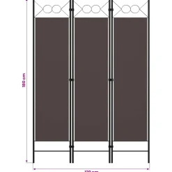 vidaXL Kamerscherm met 3 panelen 120x180 cm bruin