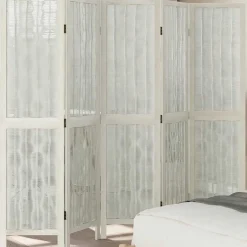 vidaXL Kamerscherm met 5 panelen massief paulowniahout wit