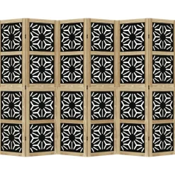 vidaXL Kamerscherm met 6 panelen massief paulowniahout bruin en zwart