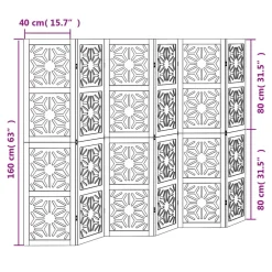 vidaXL Kamerscherm met 6 panelen massief paulowniahout bruin en zwart