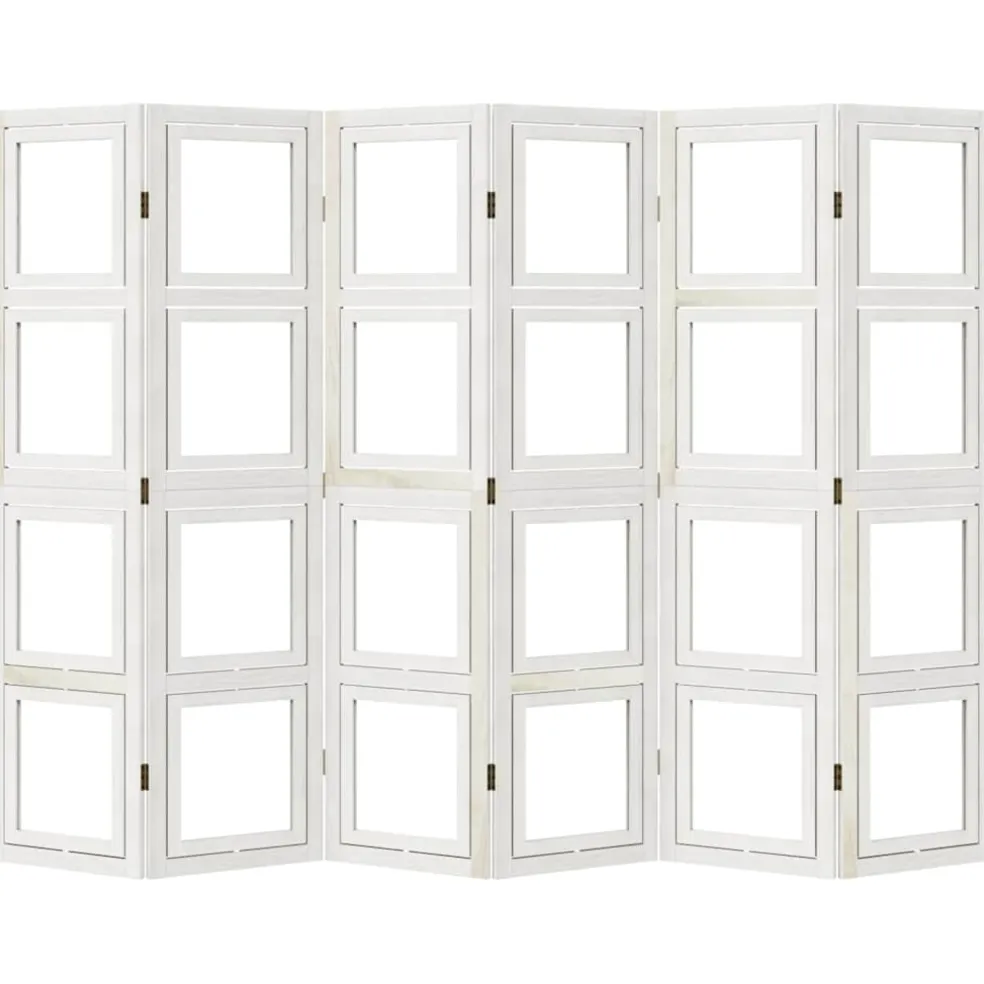 vidaXL Kamerscherm met 6 panelen massief paulowniahout wit