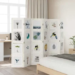 vidaXL Kamerscherm met 6 panelen massief paulowniahout wit