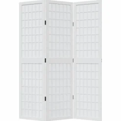 vidaXL Kamerscherm met 3 panelen massief paulowniahout wit