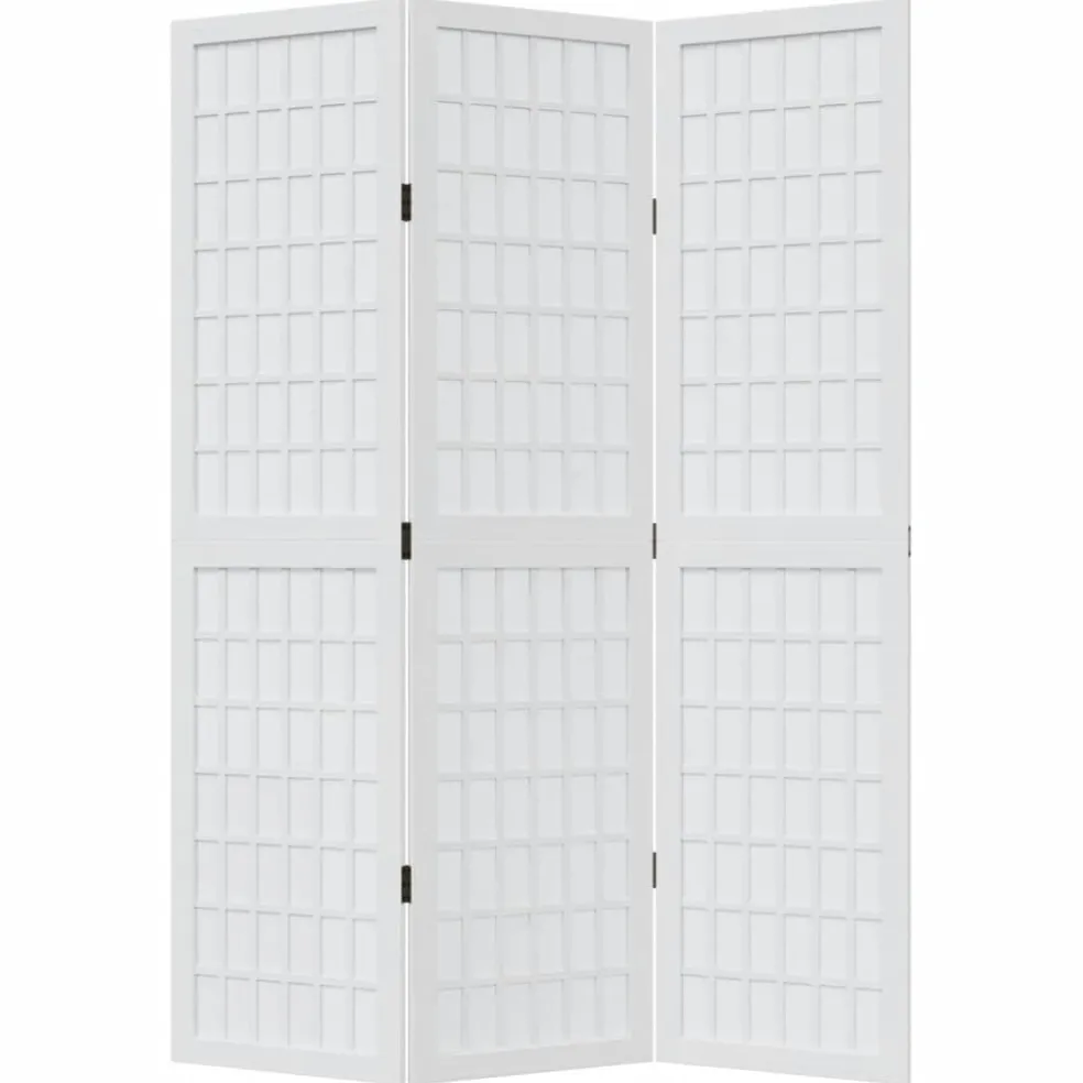 vidaXL Kamerscherm met 3 panelen massief paulowniahout wit