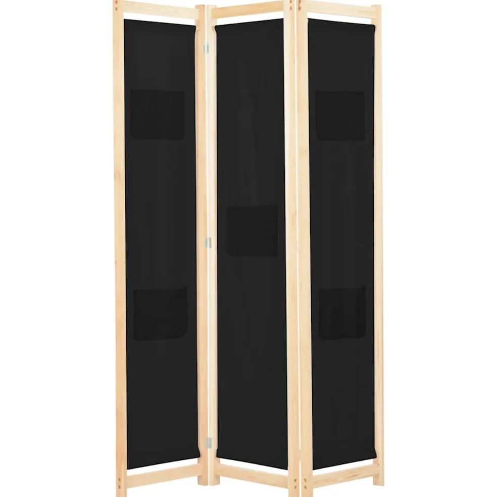 vidaXL Kamerscherm met 3 panelen 120x170x4 cm stof zwart