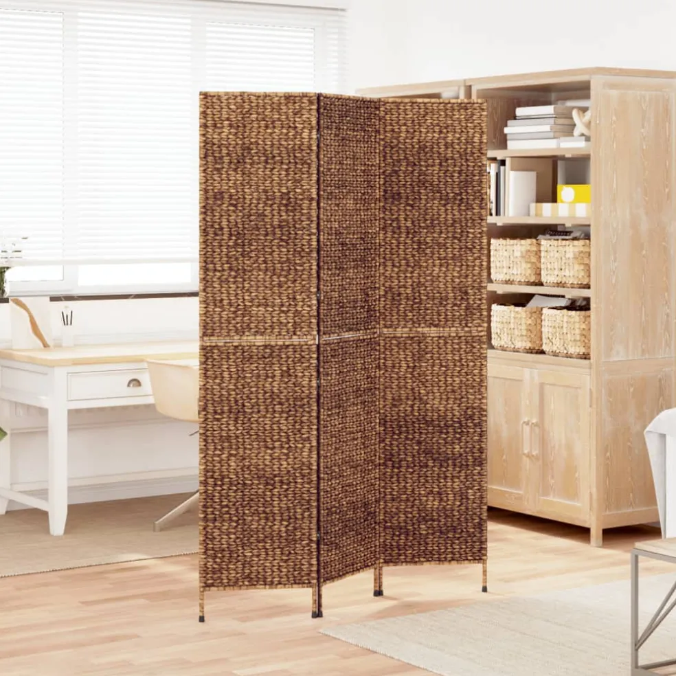 vidaXL Kamerscherm met 3 panelen 122x180 cm waterhyacint bruin
