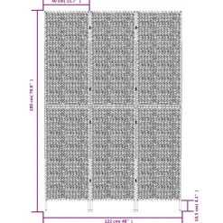 vidaXL Kamerscherm met 3 panelen 122x180 cm waterhyacint bruin