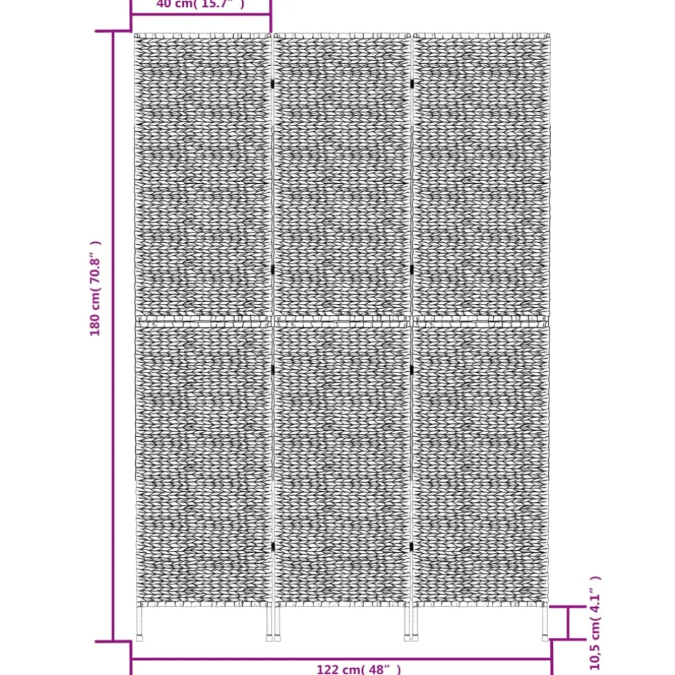 vidaXL Kamerscherm met 3 panelen 122x180 cm waterhyacint bruin