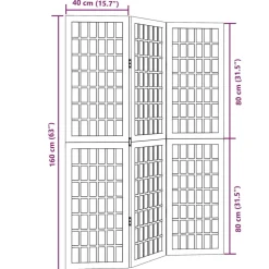 vidaXL Kamerscherm met 3 panelen massief paulowniahout zwart