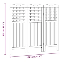 vidaXL Kamerscherm met 3 panelen 121,5x2x115 cm massief acaciahout