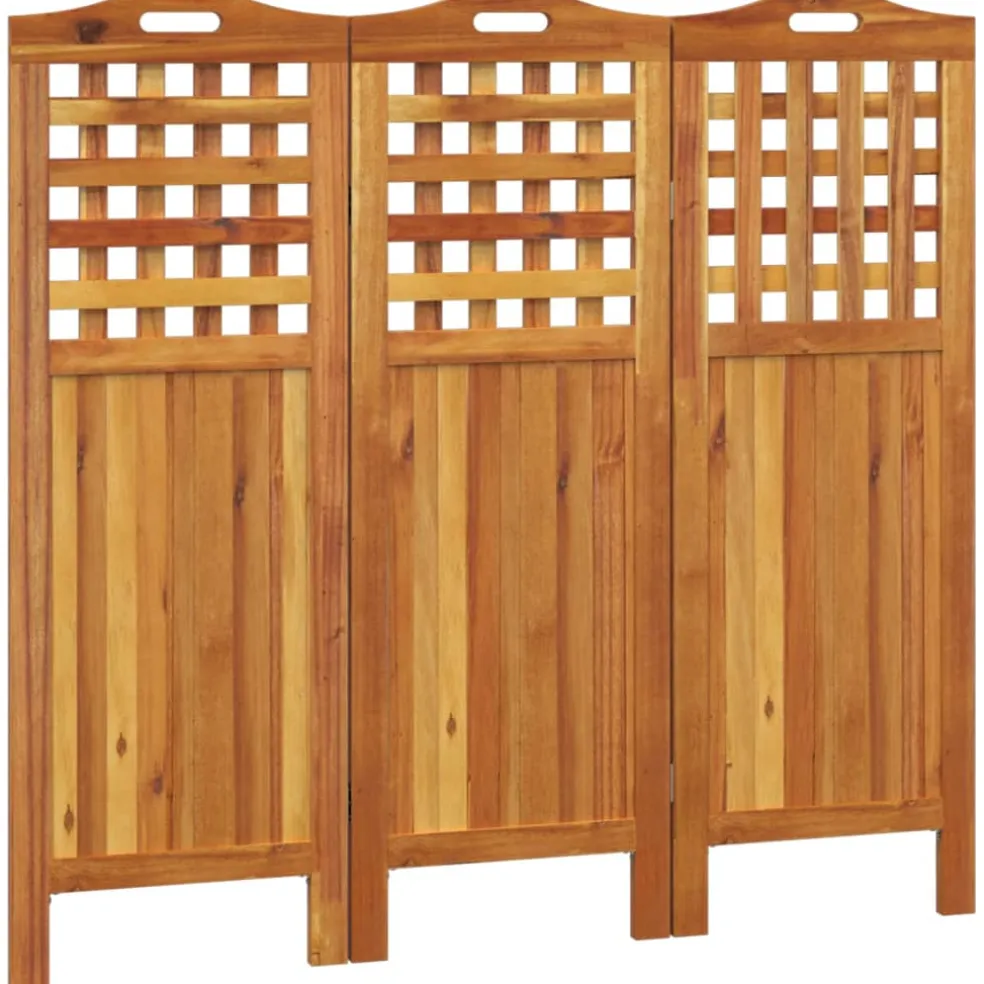 vidaXL Kamerscherm met 3 panelen 121,5x2x115 cm massief acaciahout
