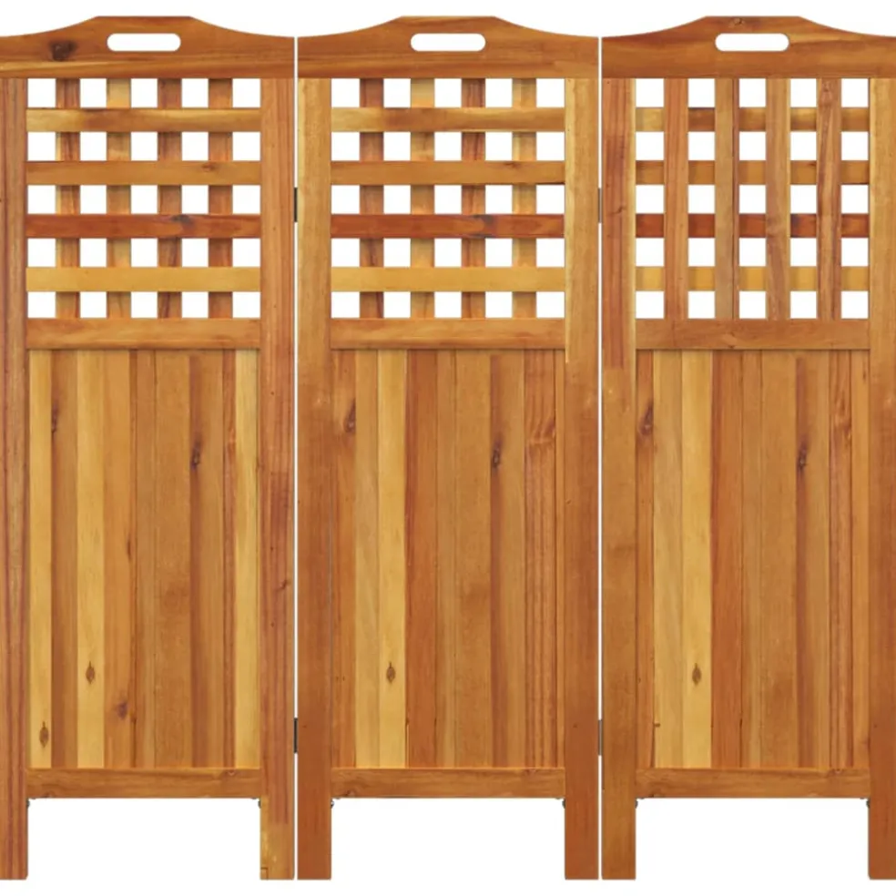 vidaXL Kamerscherm met 3 panelen 121,5x2x115 cm massief acaciahout