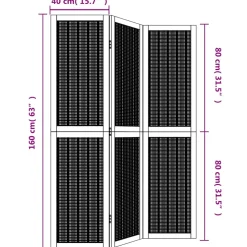 vidaXL Kamerscherm met 3 panelen massief paulowniahout bruin