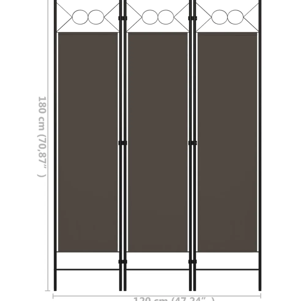 vidaXL Kamerscherm met 3 panelen 120x180 cm antraciet